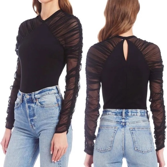 Amanda Uprichard Tops - AMANDA UPRICHARD  Shandi Sheer Sleeve Bodysuit